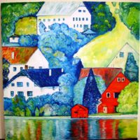 Reproduktion: Klimt – Häuser in Unterach am Attersee